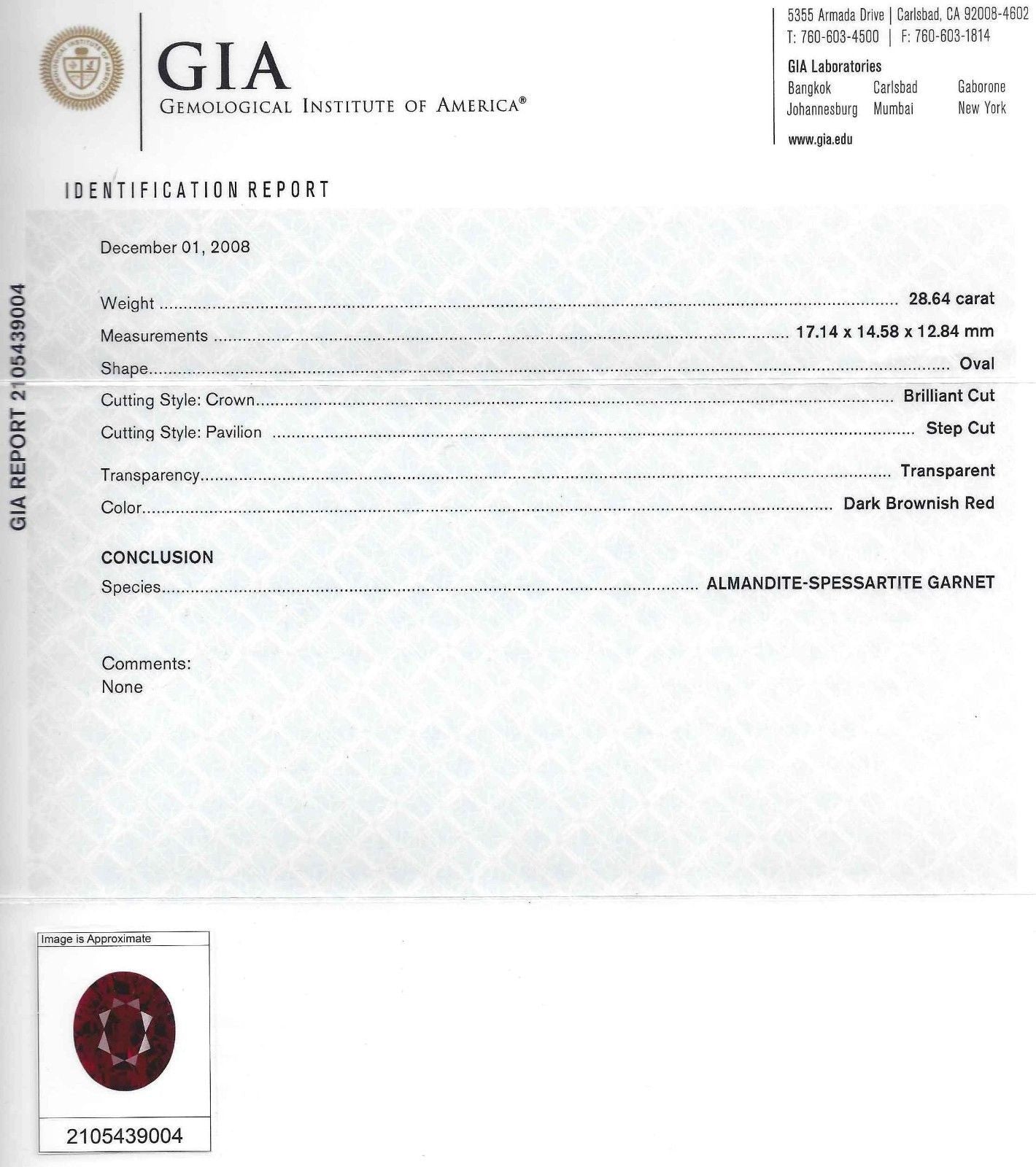 32.64ct GIA Certified Natural Red Spessartite Garnet Diamond Ring in 18K Gold - Elegant Raised Dome Design for Weddings, Anniversaries & Special Occasions