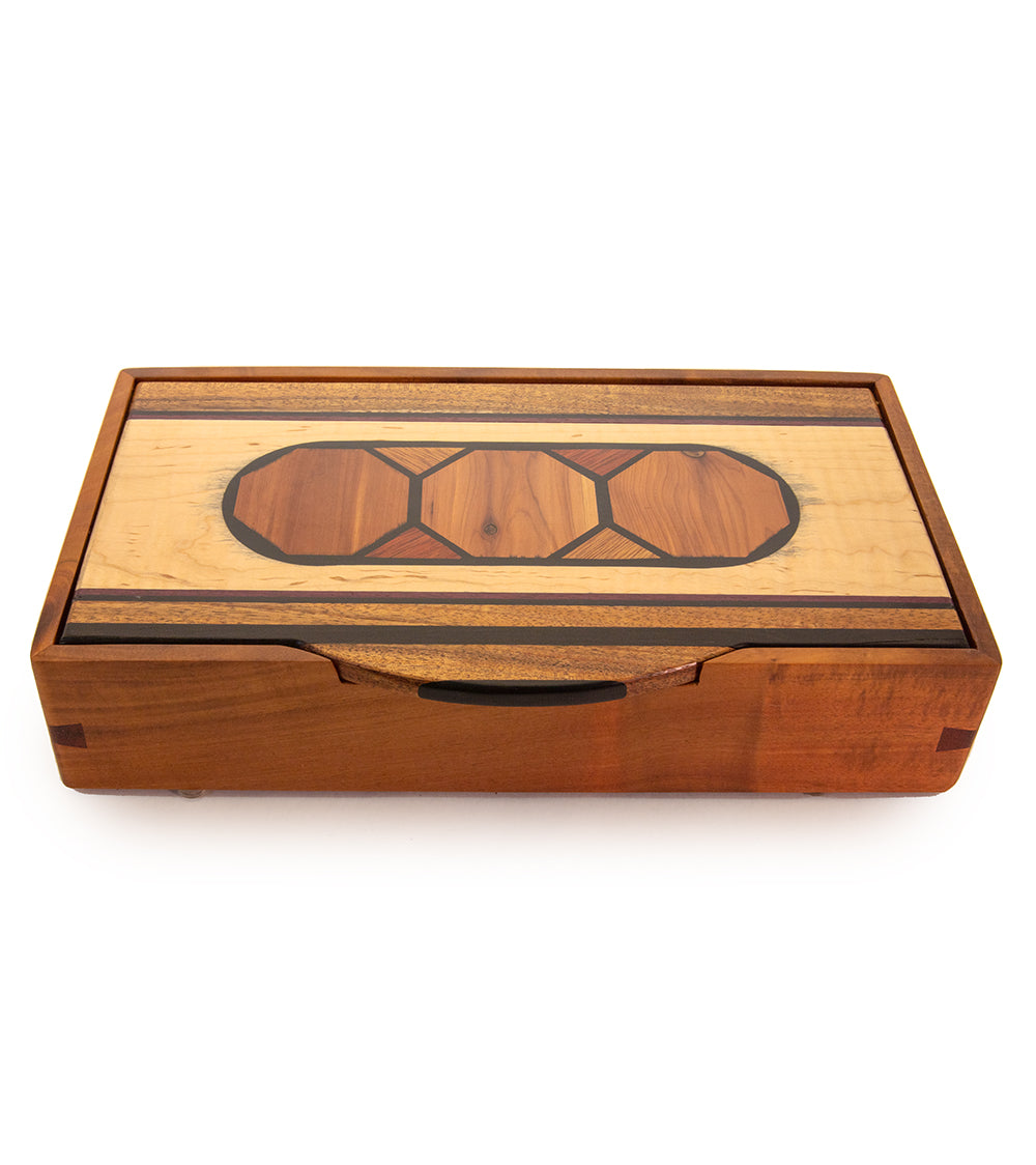 Handcrafted Koa Wood Marquetry Jewelry Box - Hawaiian Prosperity Design - Perfect for Gift Giving & Jewelry Storage