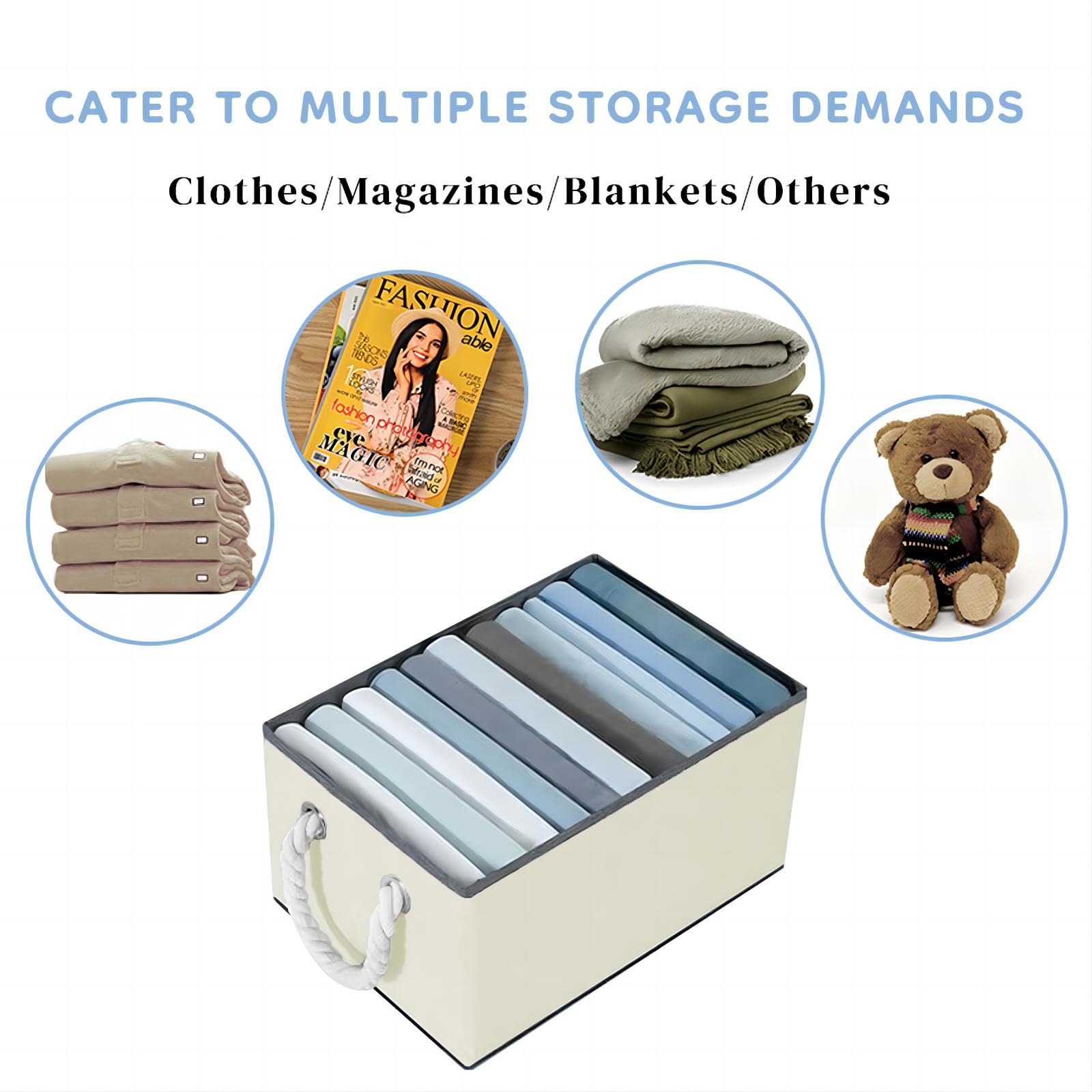 Large Fabric Storage Bins with Handles - 3 Pack Foldable Organizing Baskets for Shelves, Closet & Home (15