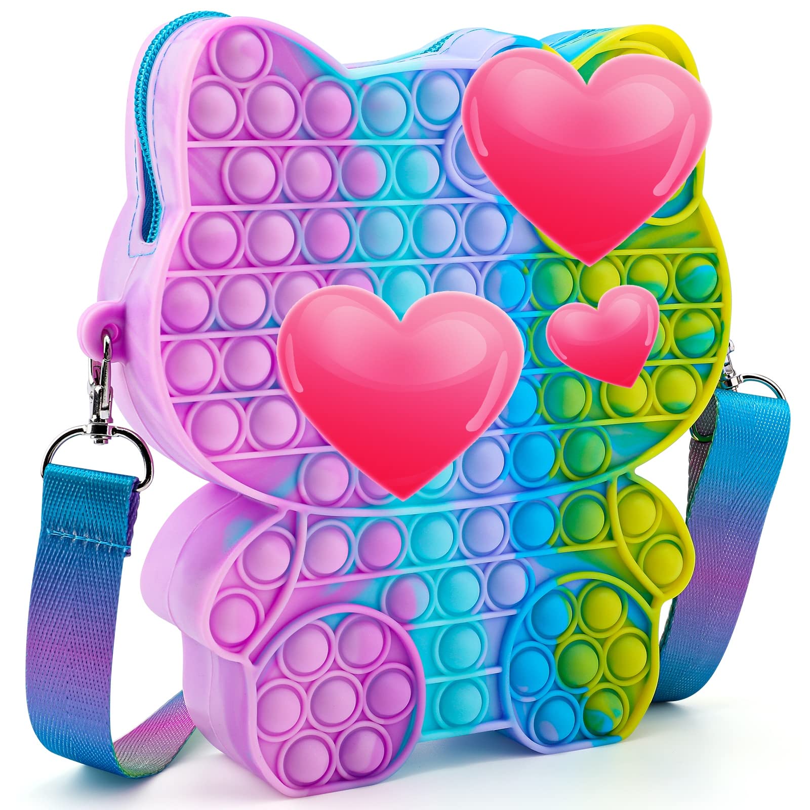 Easter Candy Pop Purse Bag Fidget Toys for Girls - Silicone Pop Shoulder Bag with Easter Basket Decorations, Party Favors & Stress Relief Gifts for Kids & Women - Perfect for Easter Celebrations, Birthday Parties & Sensory Play