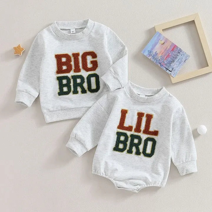 Premium Baby Boy Cotton Long Sleeve T-Shirt & Romper Set - French Knot Design, White Outfit for Newborns & Toddlers | Perfect for Family Photos, Big Brother Announcements & Special Occasions