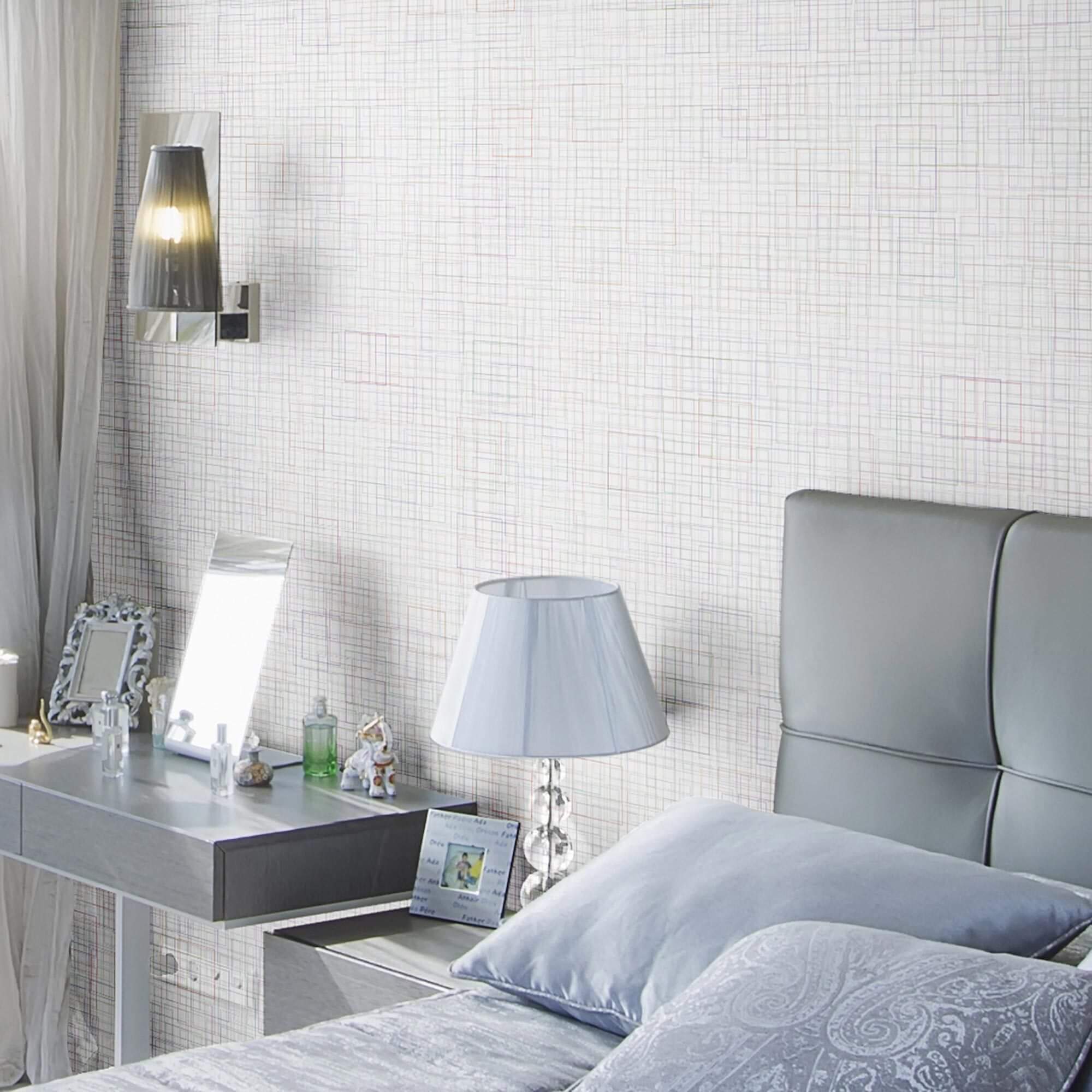 White Geometric Peel and Stick Removable Wallpaper - Self-Adhesive Decorative Wall Covering for Bedroom, Living Room, Office & Nursery Decor