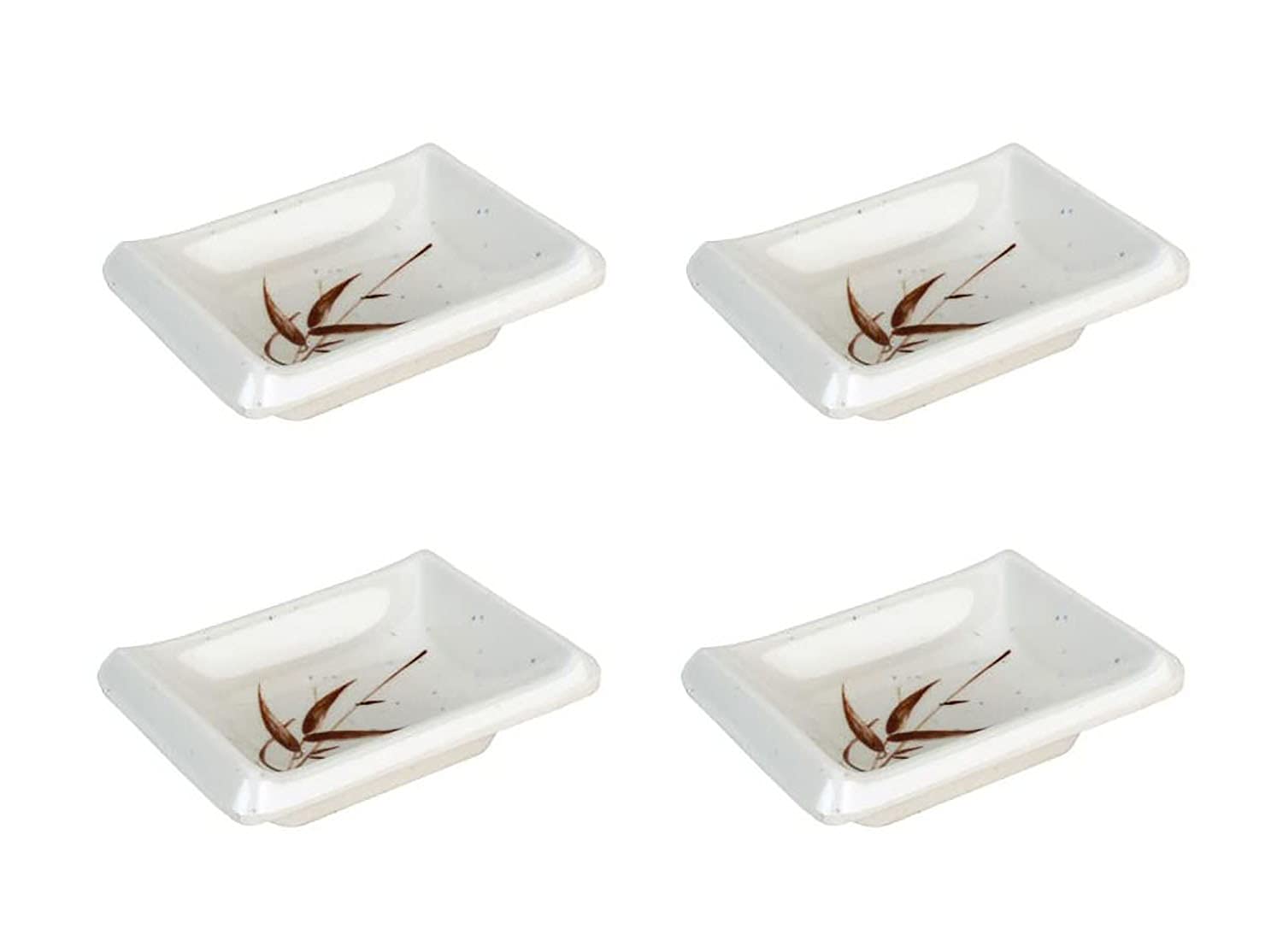 JapanBargain 2401 - Set of 4 Beige Reed Soy Sauce Dishes, Dipping Bowls for Sushi, Dumplings & Asian Cuisine | Perfect for Restaurants, Home Dining & Party Serving