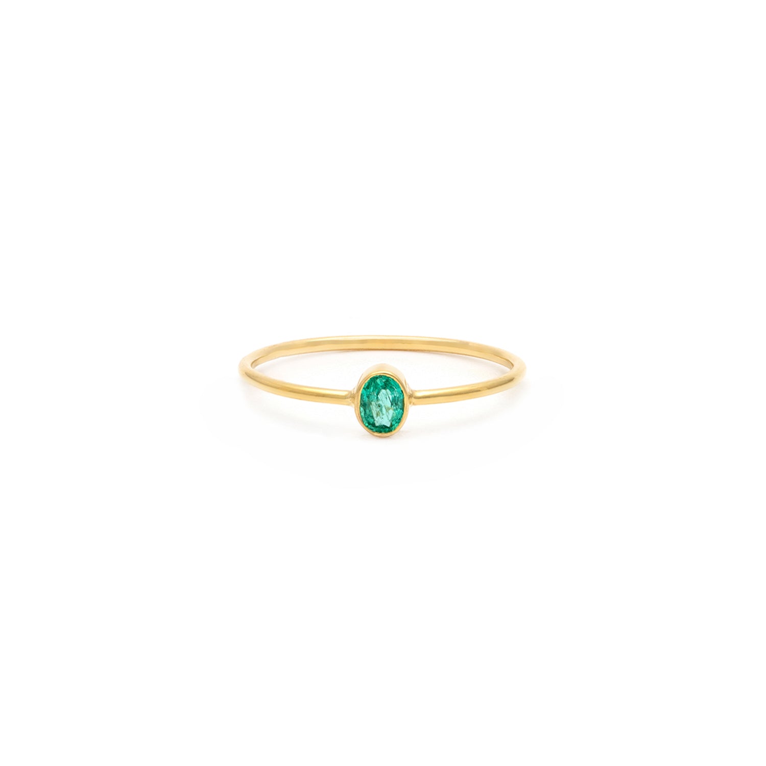 Dainty Oval Emerald Ring for Women - 14K Gold Plated Elegant Jewelry - Perfect for Engagement, Wedding & Special Occasions