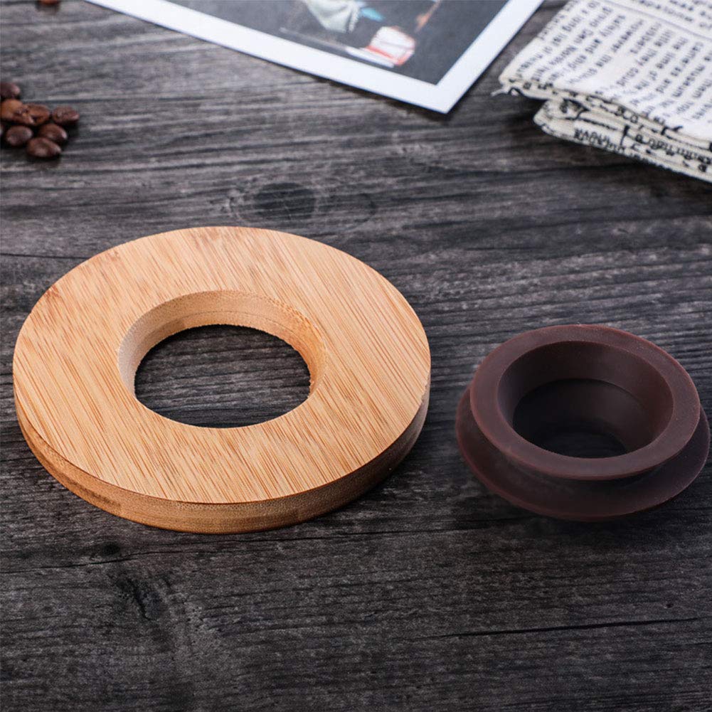 600ml Reusable Pour Over Glass Coffee Maker with Wood Dripper Stand - Heat Resistant Glass Pot & Coffee Filter Dripper for Home, Office, and Camping Brewing