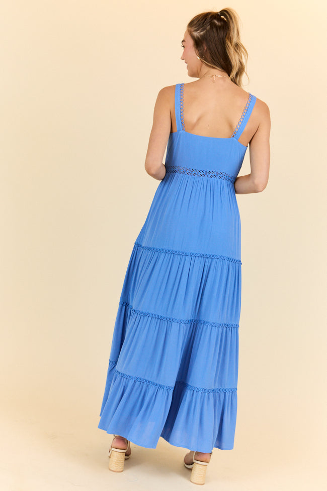 Let The Good In Blue Maxi Dress for Women - Flowy Summer Beach Dress with Pockets | Perfect for Vacations, Weddings & Casual Outings