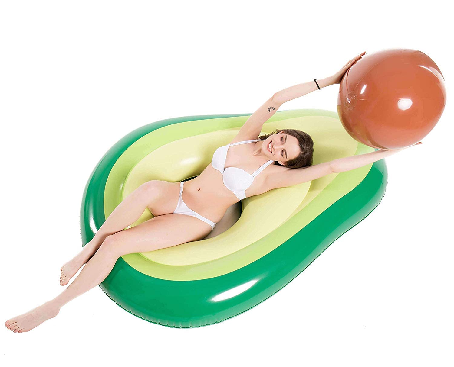 Jasonwell Inflatable Avocado Pool Float with Ball & Giant Mermaid Tail Float - Quick Inflation Valves for Summer Pool Parties, Beach Vacations & Backyard Relaxation