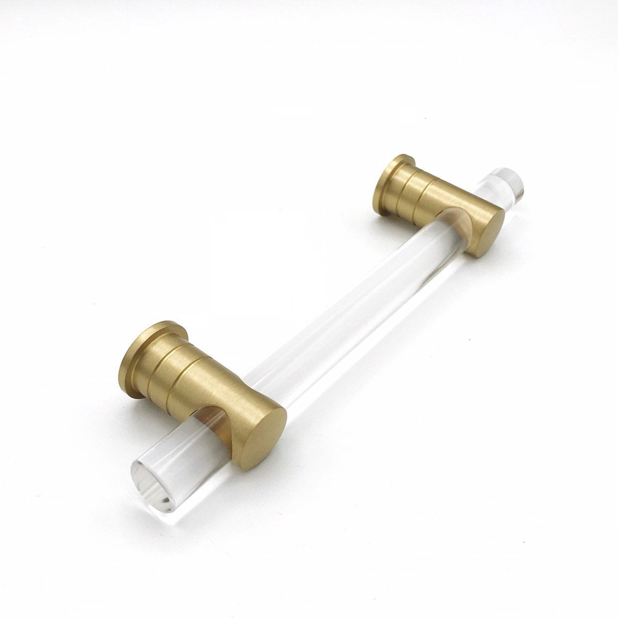 Lucite and Satin Brass Drawer Pulls & Cabinet Knobs - Vintage Style Hardware for Kitchen Cabinets, Dressers & Furniture (Set of 10) - Perfect for Home Renovation & DIY Projects