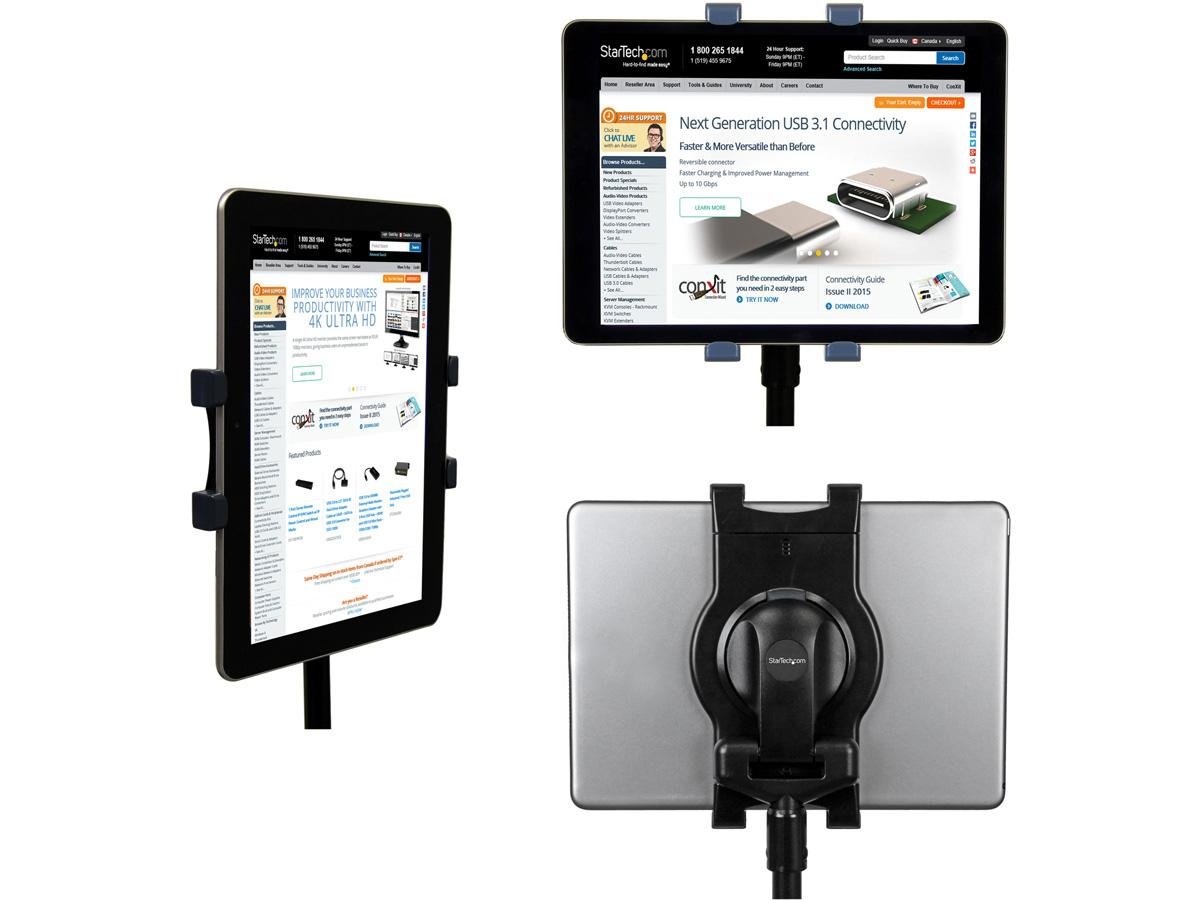 StarTech.com Adjustable Tablet Tripod Stand - Portable Tablet Mount Holder for 6.5 to 7.8 Inch Tablets - Includes Carrying Bag - Perfect for Video Calls, Photography & Hands-Free Viewing (STNDTBLT1A5T)