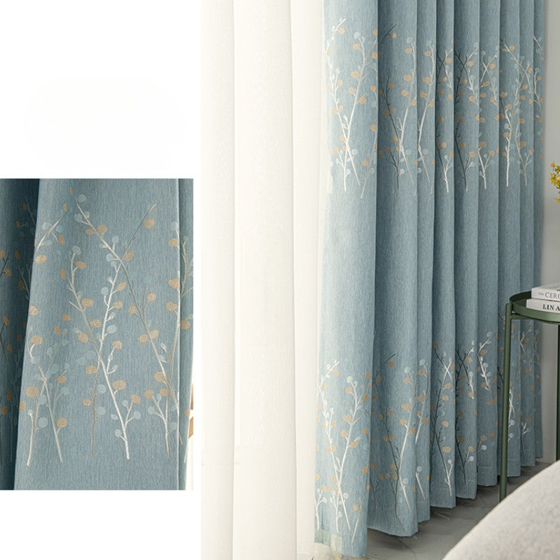 Tinsley Rustic Jacquard Tree Print Blackout Custom Curtains for Living Room & Bedroom - Thermal Insulated Window Drapes for Home Decor