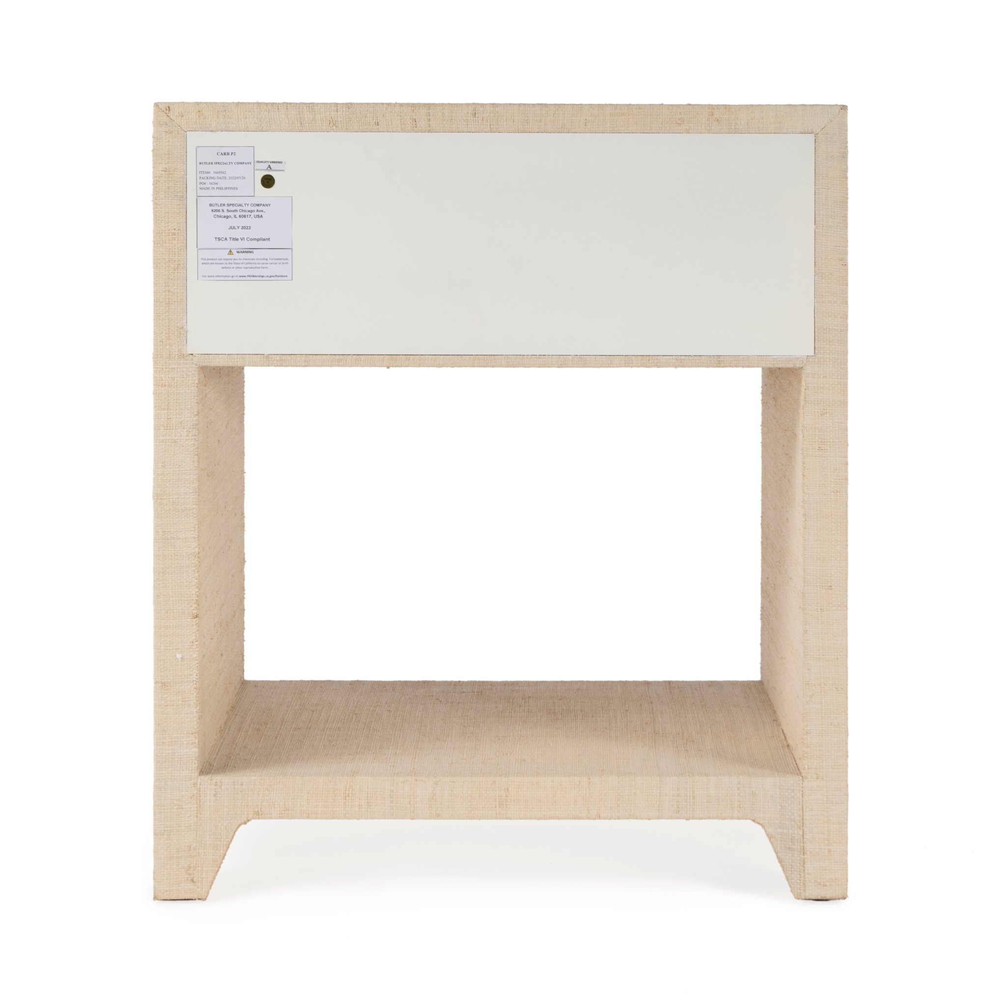 Coastal Natural Saguran Raffia Single Drawer Nightstand - Boho Bedside Table with Woven Rattan Design for Bedroom, Living Room & Guest Room Decor