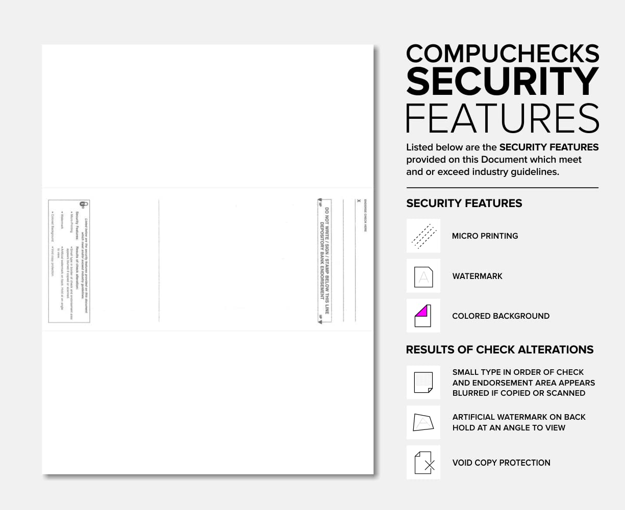 Compuchecks Computer Check Paper - 2500 Blank Check & Voucher Stock - Center Check Design - Gold Marble Pattern - Perfect for Business Payroll, Accounting & Office Use