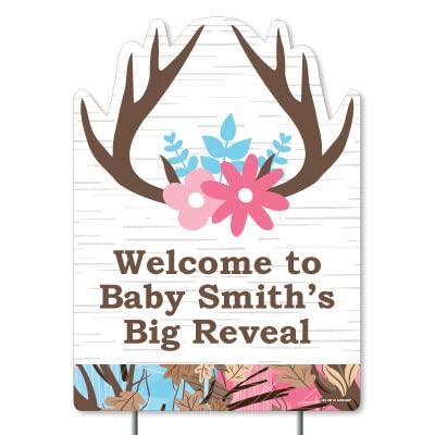 Personalized Buck or Doe Hunting Gender Reveal Sign - Custom Welcome Yard Decor for Baby Shower & Outdoor Parties - Hunting Theme Party Supplies