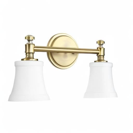 Quorum 5122-2-80 Transitional Two Light Vanity Light Fixture - Rossington Collection Brass with Antique Finish - Perfect for Bathroom, Bedroom or Dressing Room Lighting