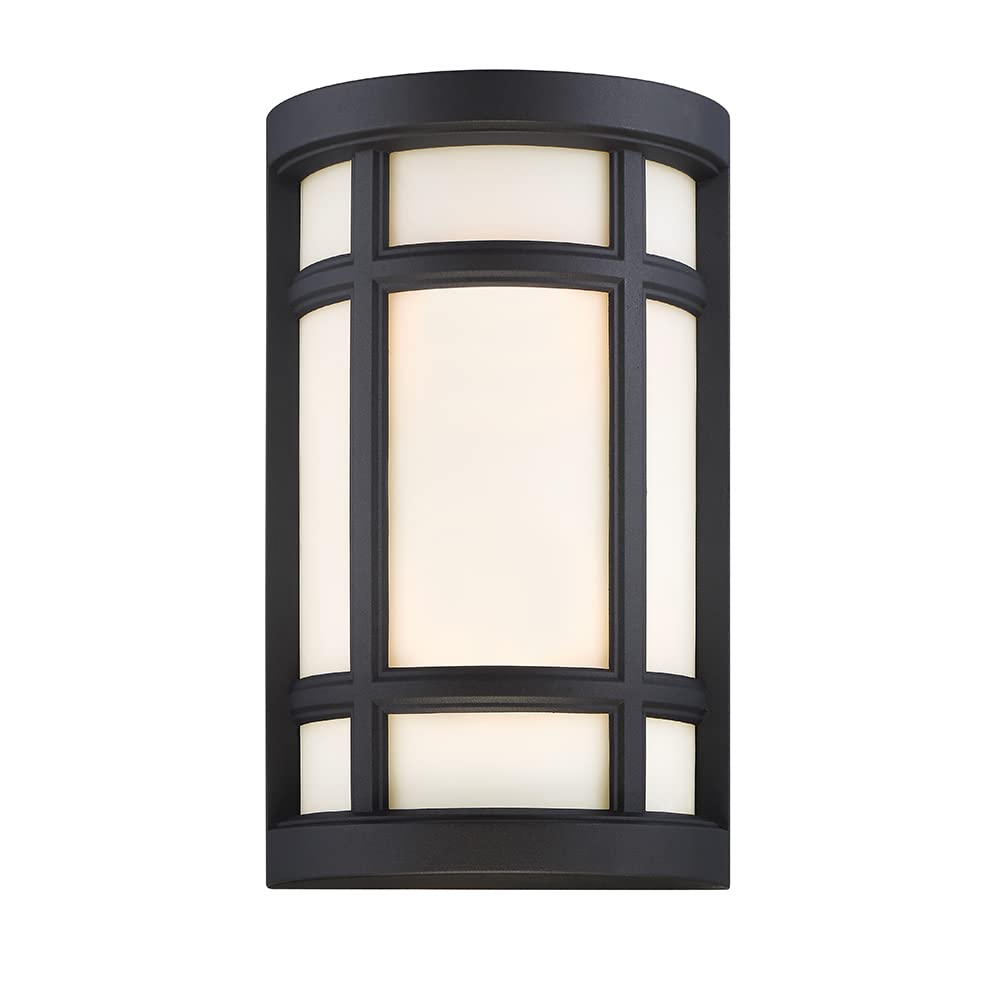 Logan Square 2-Light Outdoor Wall Lantern Sconce with Opal Glass Shade - Matte Black Finish - Weatherproof Exterior Lighting for Porch, Patio & Entryway - Model 34121-BK