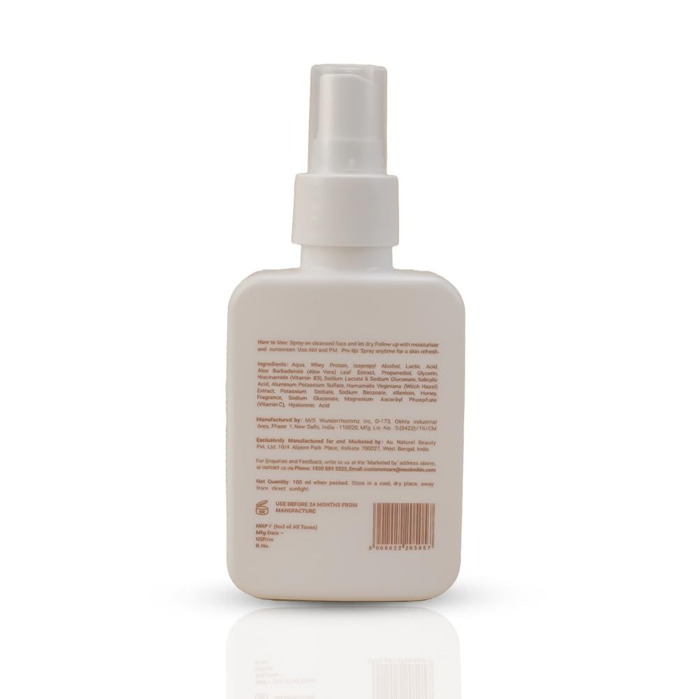 Niacinamide Face Toner 100ml with Whey Protein & Milk Peptides - 2% Salicylic Acid for Oily & Acne-Prone Skin | Hydrating, Brightening, Pore Minimizing Treatment | Fades Dark Spots & Smooths Skin Texture | Perfect for Daily Skincare Routine & Post-Workout Refreshment