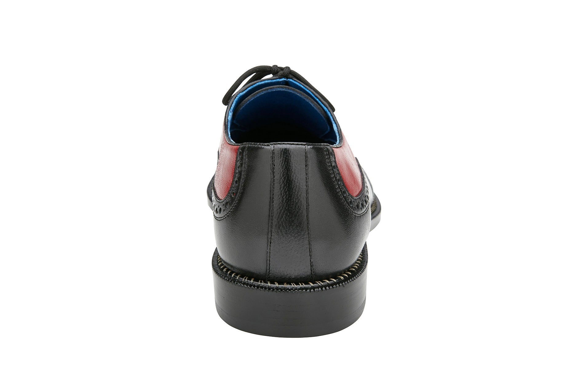 Belvedere Sesto Genuine Ostrich Quill & Italian Leather Wingtip Dress Shoes for Men - Black/Red Size R54 | Luxury Formal Shoes for Weddings, Business Meetings & Special Occasions