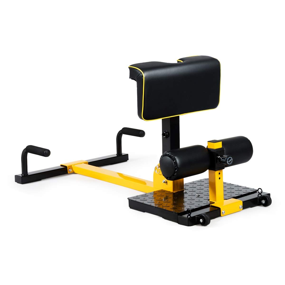 GYMAX 8-in-1 Adjustable Sissy Squat Machine for Home Gym - Strength Training Equipment with Protective Foam for Squats, Push-ups, Sit-ups & Rope Exercises - Perfect for Full Body Workout & Home Fitness Training