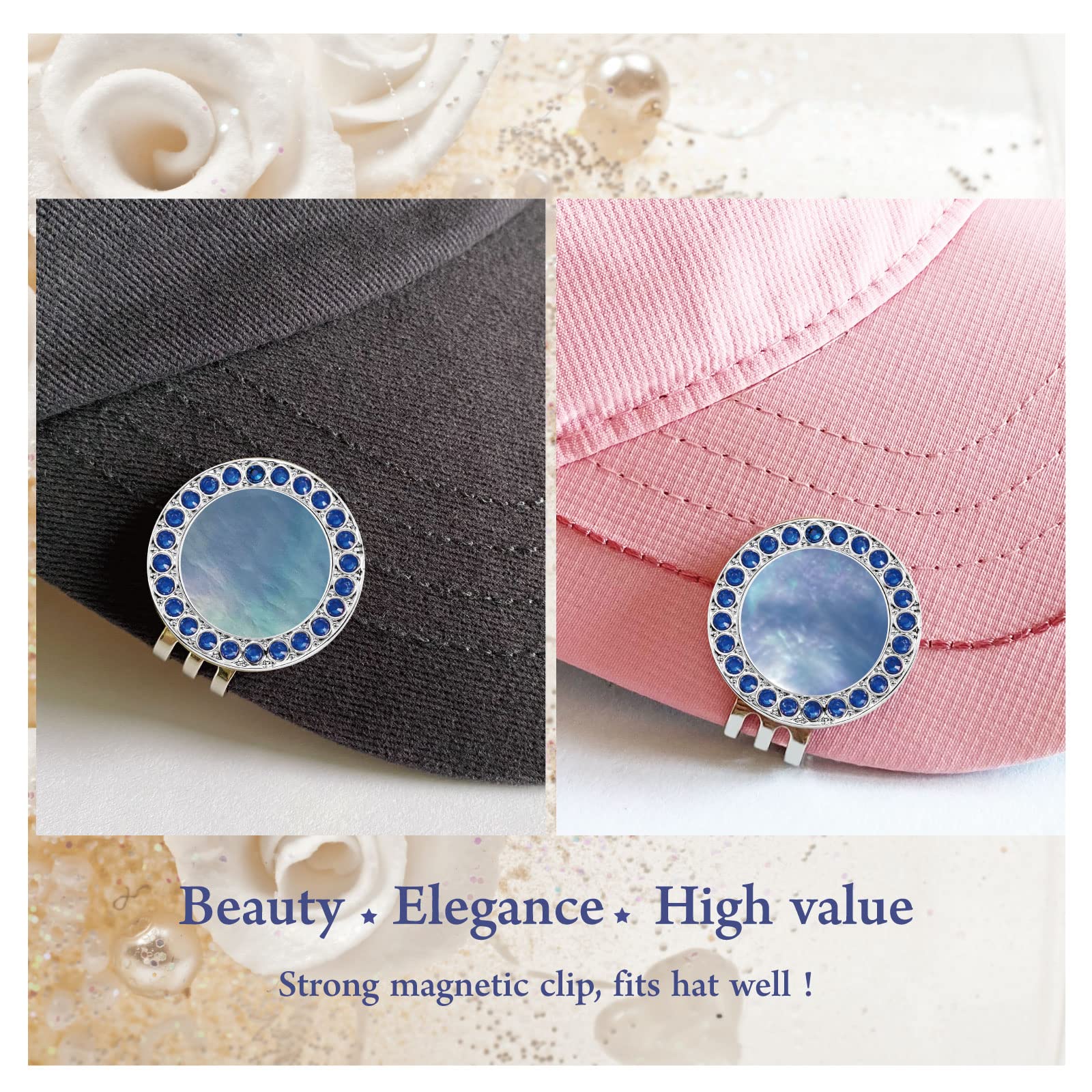 Premium Golf Ball Marker Hat Clip with Pearl Crystal - Stylish Golf Accessories & Unique Golf Gifts for Women - Perfect for On-Course Marking & Fashionable Golf Outfits
