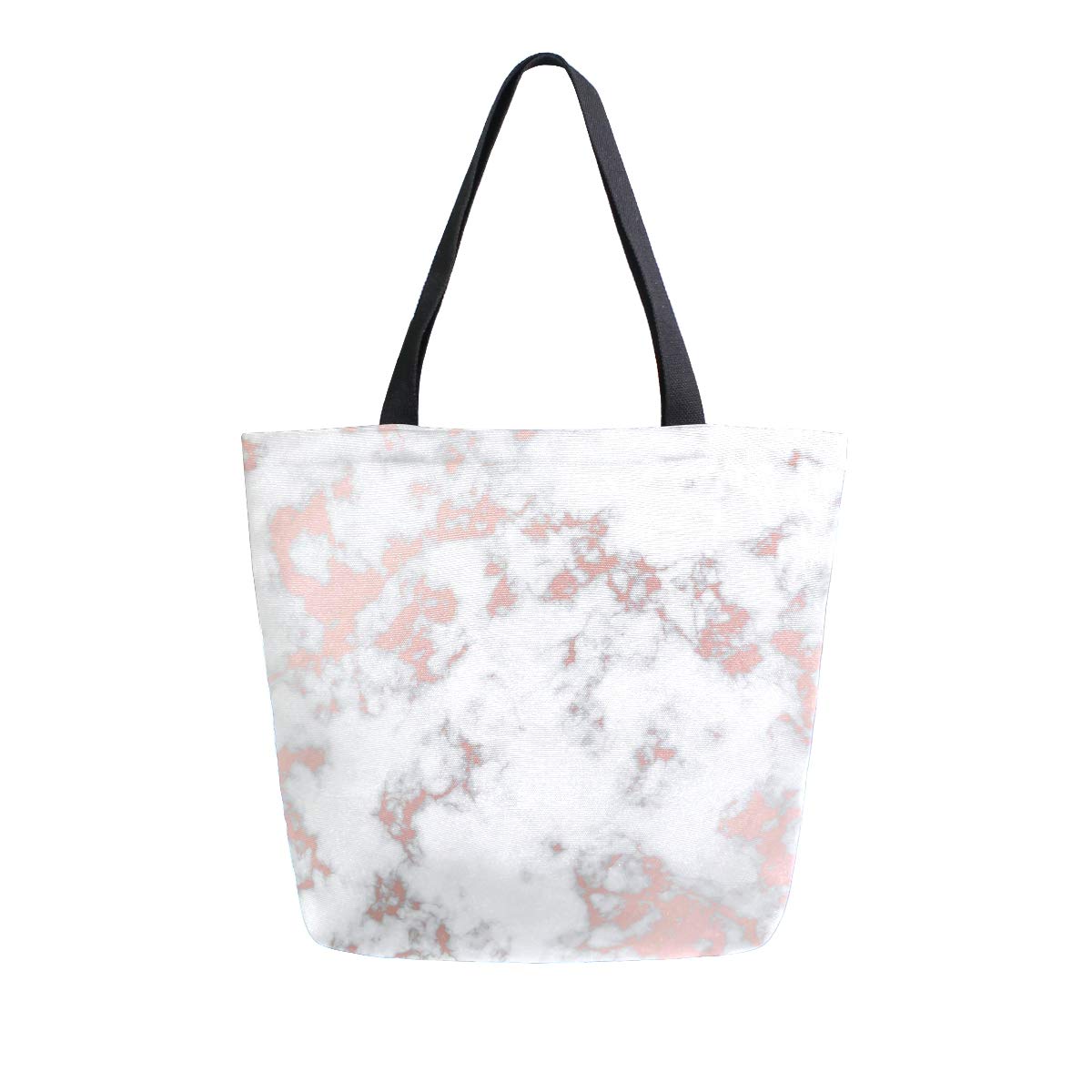 ALAZA Marble with Rose Gold Canvas Tote Bag for Women - Large Reusable Cotton Shoulder Purse, Top Handle Handbag for Travel, Work, Shopping & Grocery | Stylish & Durable Everyday Carryall