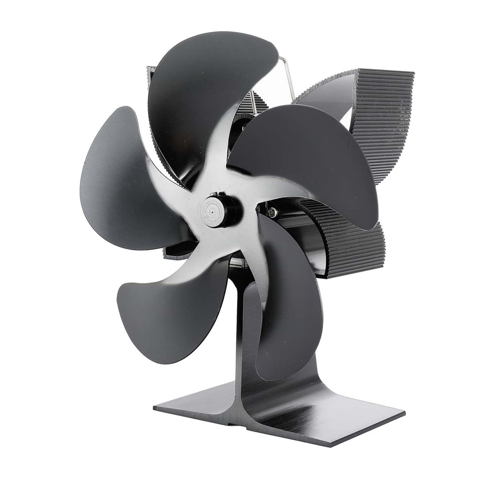 5-Blade Heat Powered Stove Fan - Black Eco-Friendly Fireplace Fan for Wood Burner Stoves - Ultra Quiet & Energy Efficient Home Heating - Perfect for Fireplace, Cabin, RV & Off-Grid Living (Color: Black)