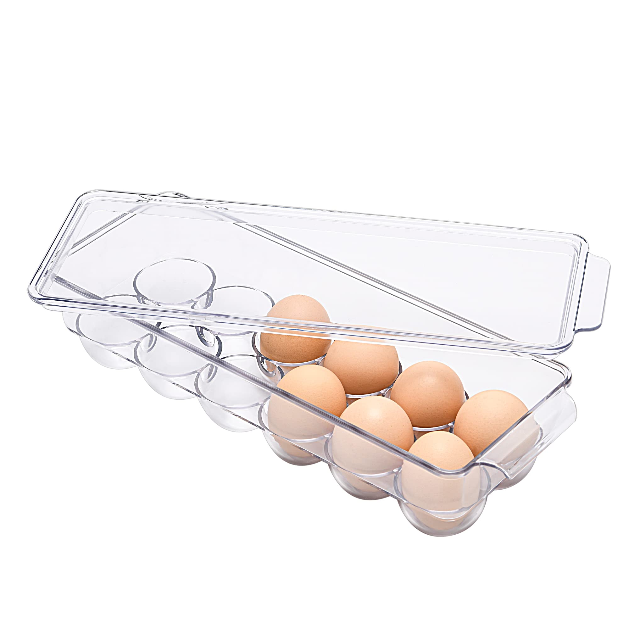 12-Count Clear Refrigerator Egg Holder - BPA-Free Plastic Egg Container for Fridge Storage | Perfect for Kitchen Organization & Fresh Egg Preservation