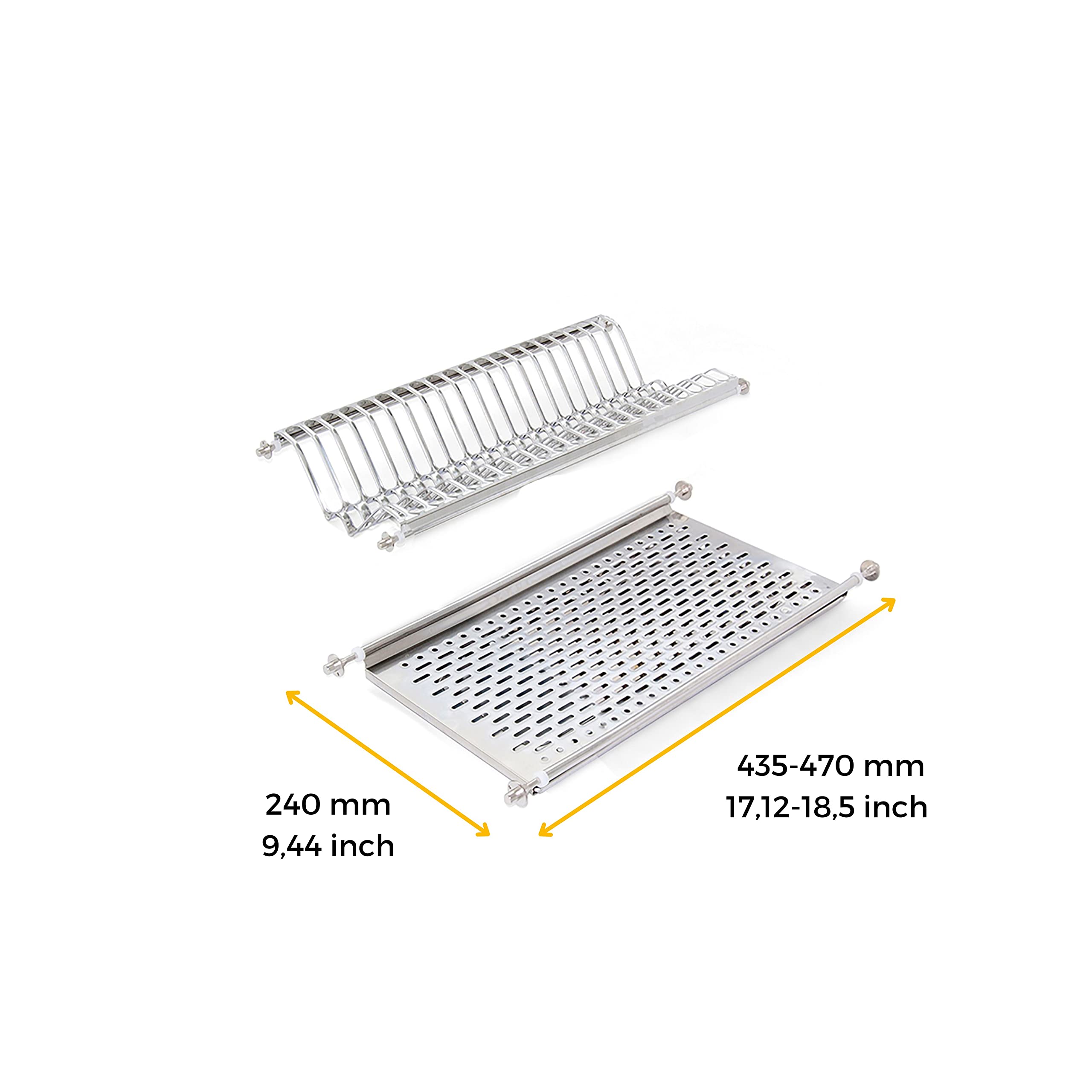 Stainless Steel Dish Drying Rack for Standard 50cm Kitchen Cabinet - Chrome Finish, 50cm Width | Space-Saving Kitchen Organizer for Dishes, Cups & Utensils | Perfect for Small Apartments & Compact Kitchens