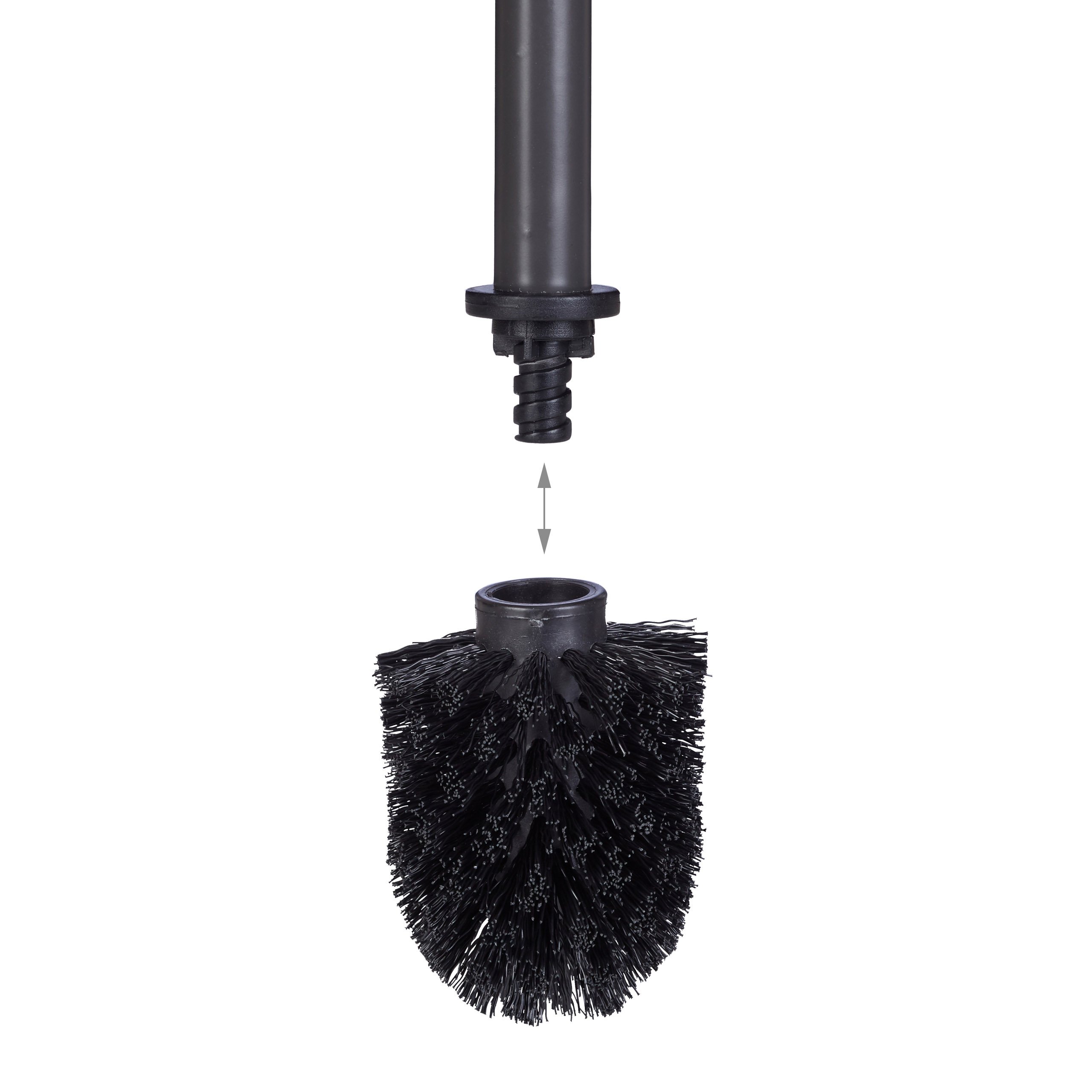 5-Pack Toilet Brush Replacement Heads - 9.5mm Thread, 8cm Diameter, Black (8x8x9cm) - Perfect for Bathroom Cleaning & Sanitizing