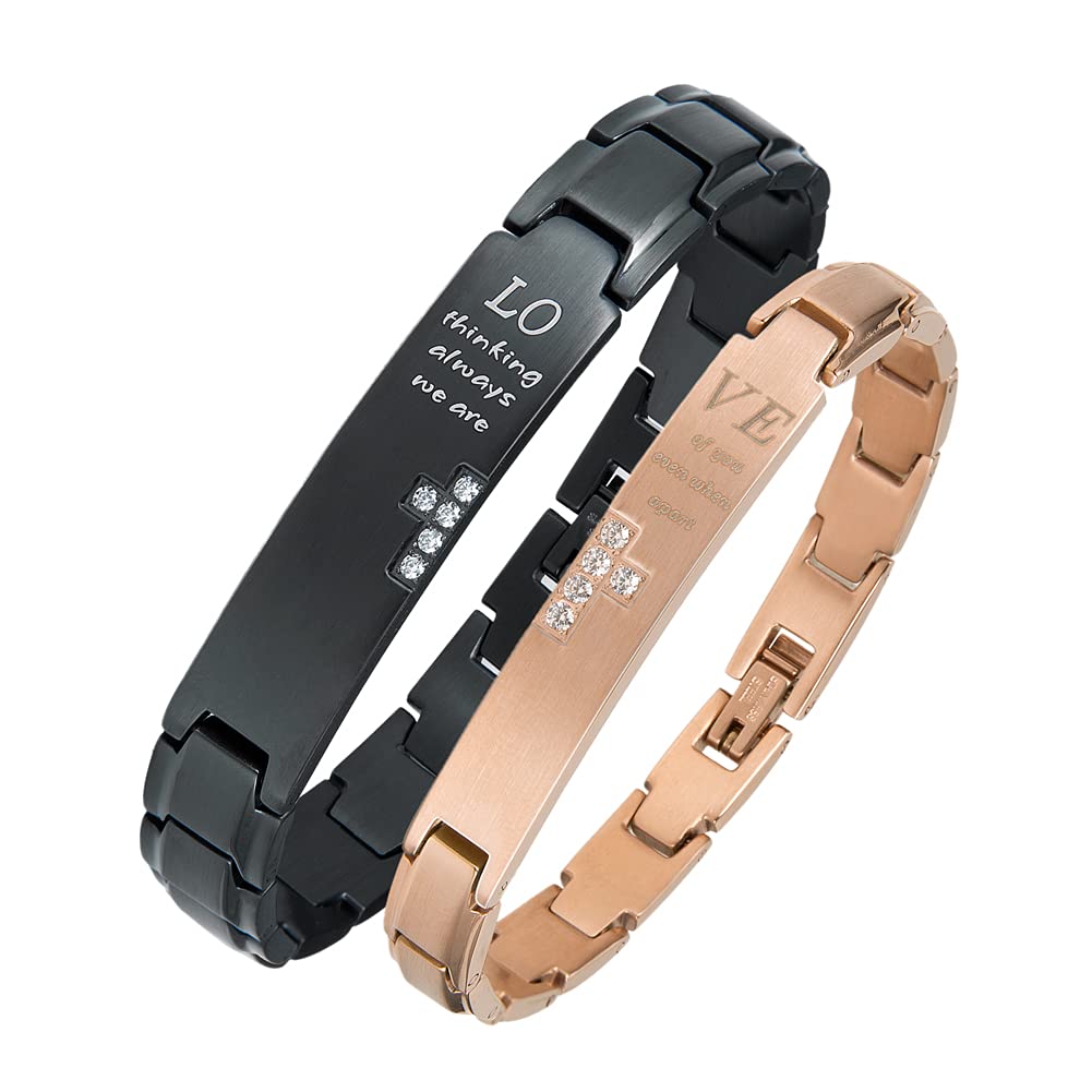 Wolentty Matching Couples Bracelets for Long Distance Relationships - Romantic Love Bracelet Set for Men & Women - Perfect Valentine's Day Gift for Boyfriend & Girlfriend - Ideal for Anniversaries, Weddings and Special Occasions