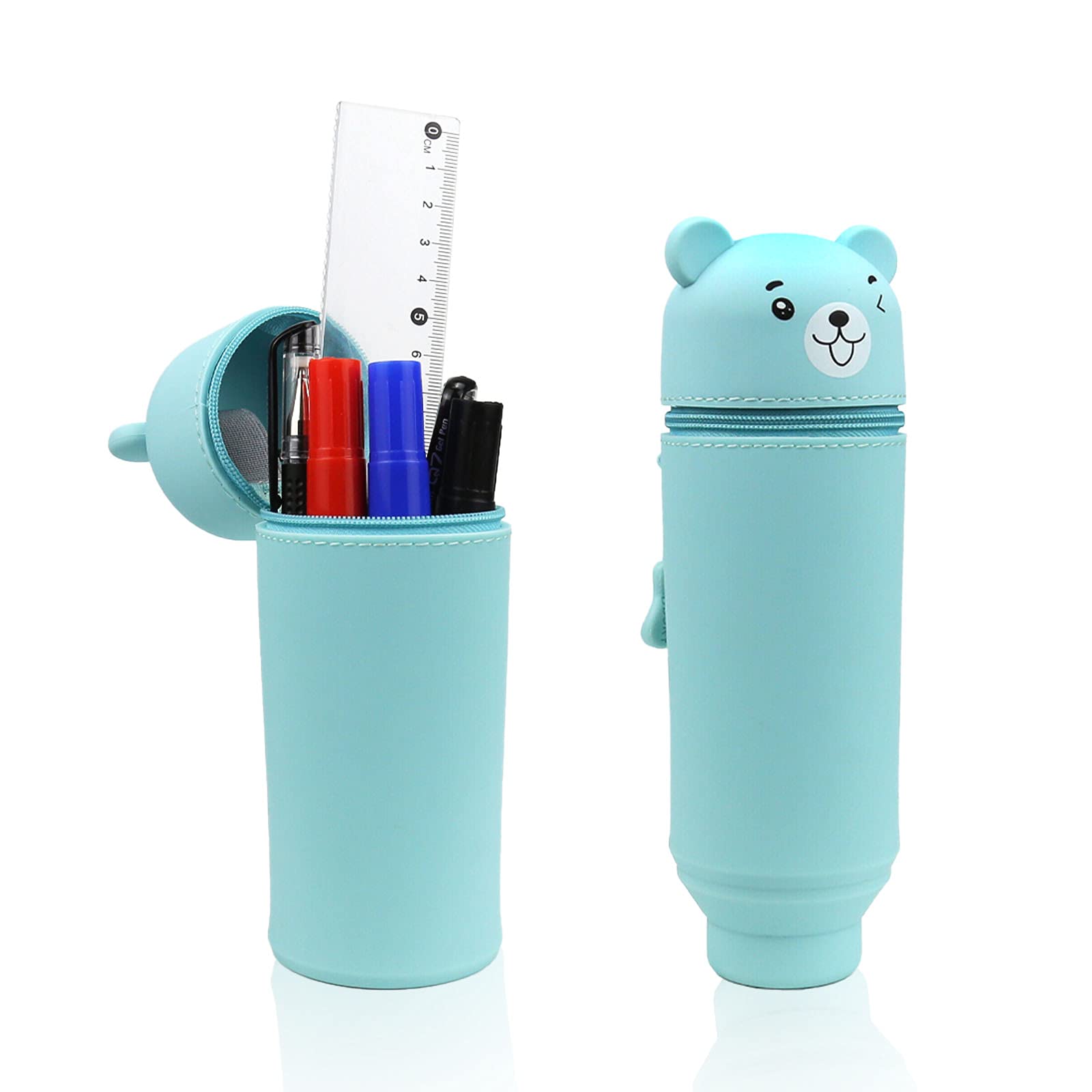 Expandable Standing Pen Holder Case - Portable Zipper Pencil Organizer with Telescopic Design for Office, School & Home Use | Cute Stationery Storage Solution for Desks, Study Tables & Workstations