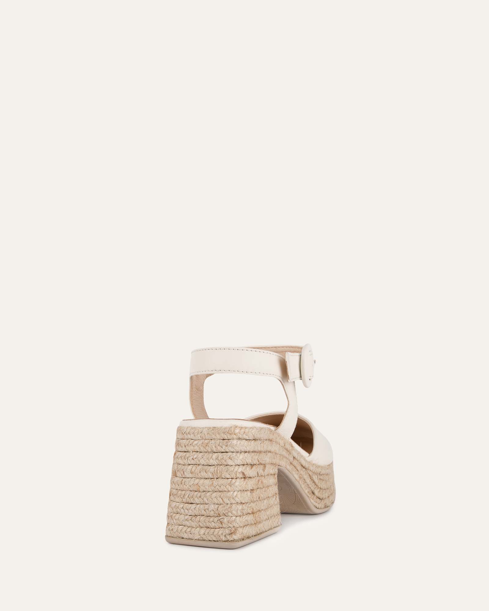DINA Women's Off White Leather High Heel Espadrilles - Comfortable Summer Wedge Sandals for Beach, Party & Casual Outfits