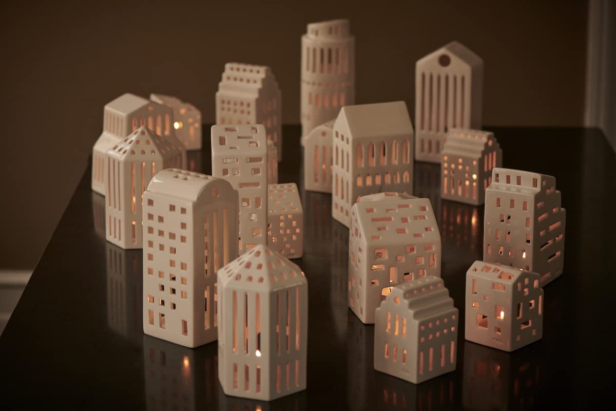 Hak Kähler Urbania Church Lighthouse White Ceramic Tealight Holder - Decorative Lantern House for Home Decor, Wedding Centerpiece, and Cozy Ambiance Lighting