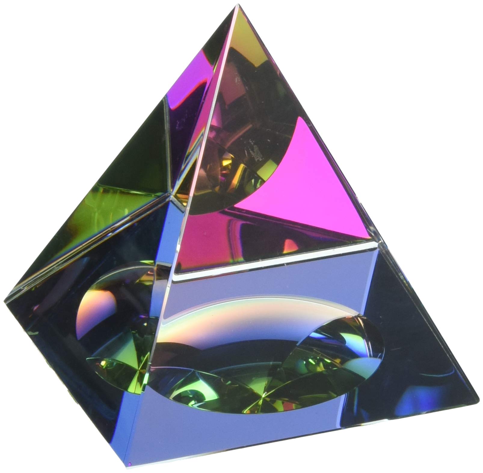 Amlong Crystal Iridescent Pyramid - 3.5 Inch Rainbow Prism Decor for Home, Office & Meditation | Feng Shui Gift with Elegant Box | Perfect for Spiritual Healing, Yoga & Positive Energy