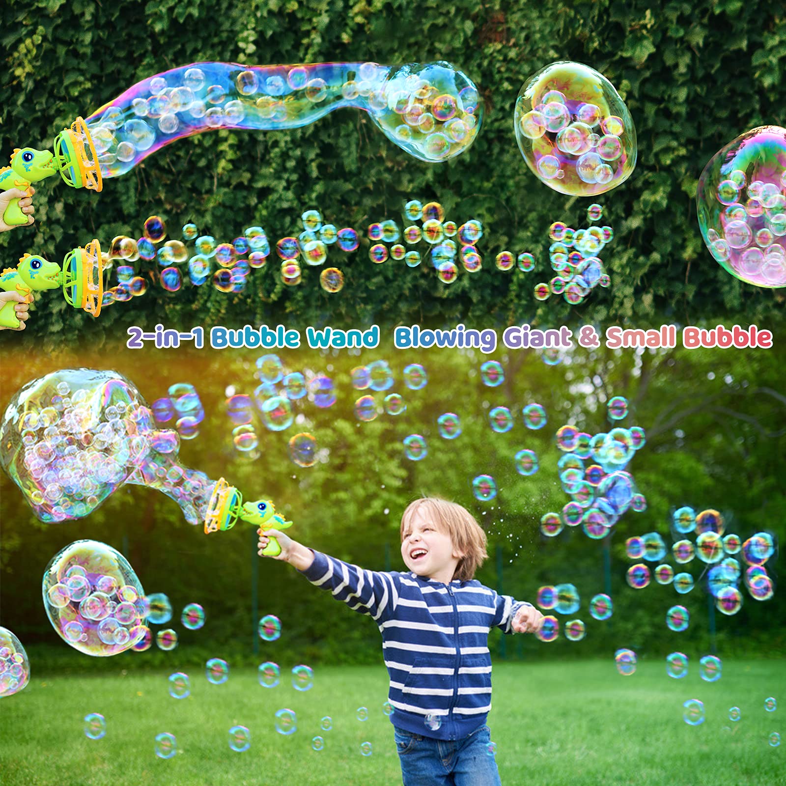 Dinosaur Bubble Blower Toy - Bubble Gun & Bubble Machine for Kids Ages 3-9 | Fun Outdoor Party Favors for Birthday, Christmas & Easter | Great Gift for Boys & Girls (Green) - Perfect for Backyard Play, Park Adventures & Summer Activities