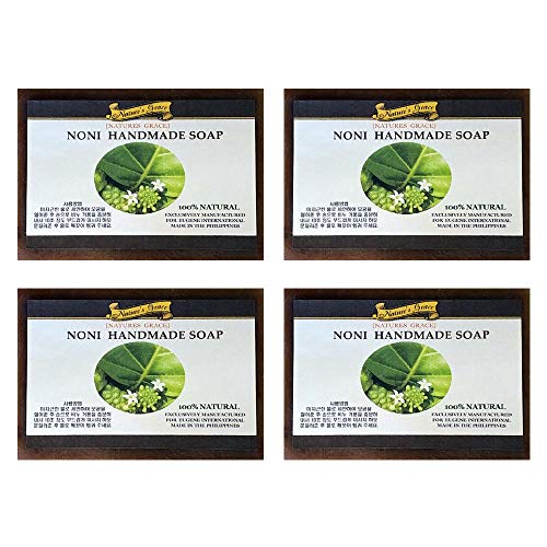 Organic Noni & Coconut Oil Anti-Aging Face & Body Soap Bar - 4.3oz (Pack of 4) | Deep Cleansing, Acne Treatment, Natural Skincare | Perfect for Daily Face Wash & Body Care Routine