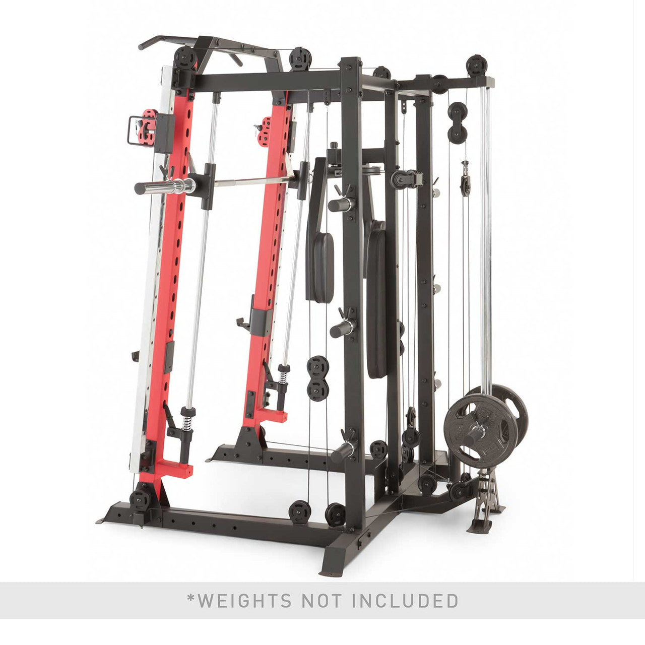 Marcy SM 4033 Smith Machine & Power Cage System with Pull-Up Bar, Landmine Station - Home Gym Strength Training Equipment for Weightlifting & Fitness Workouts