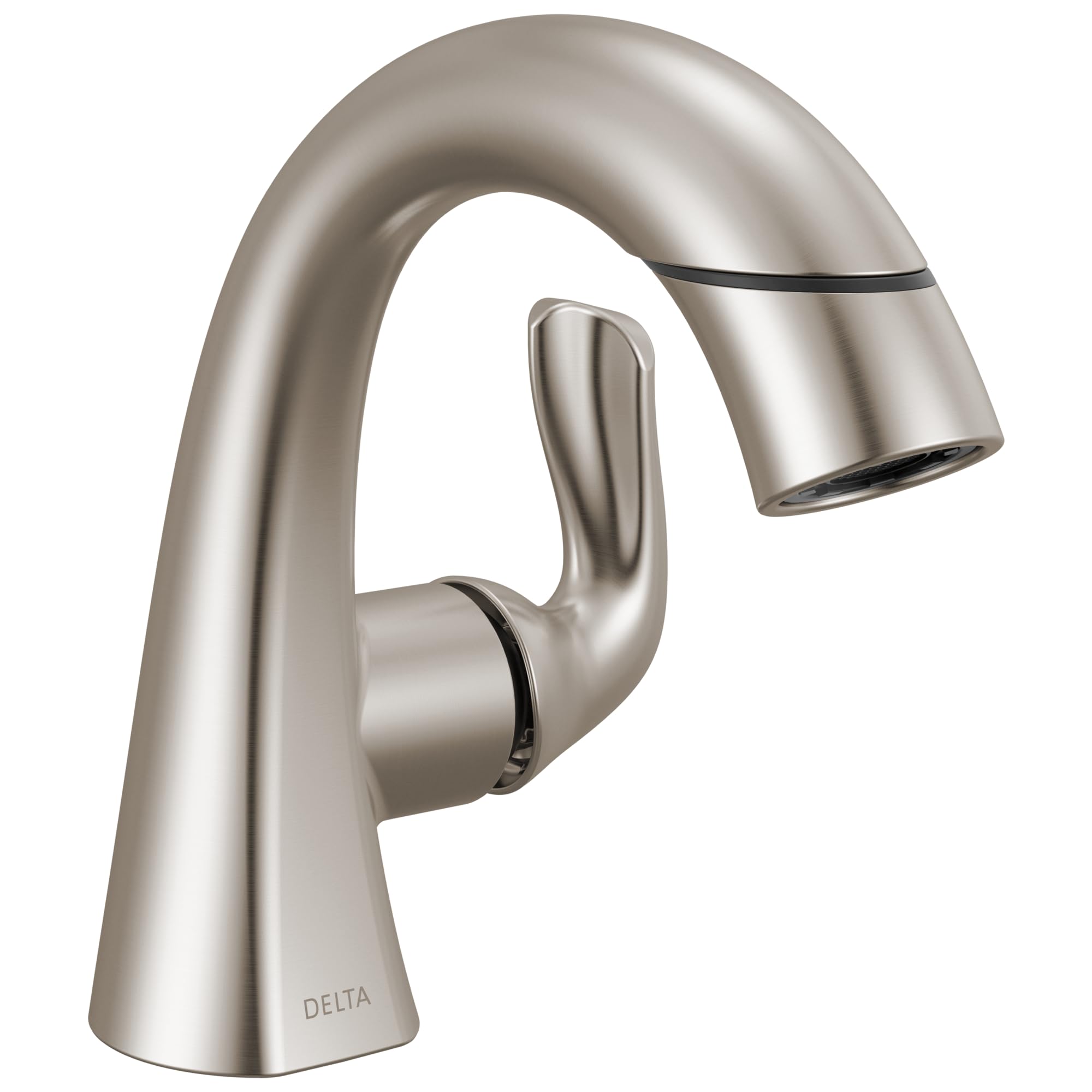 Delta Arvo Single-Handle Pull-Down Bathroom Faucet with Sprayer - Brushed Nickel SpotShield Finish (115840LF-SPPD) - Perfect for Modern Bathroom Sinks & Vanities