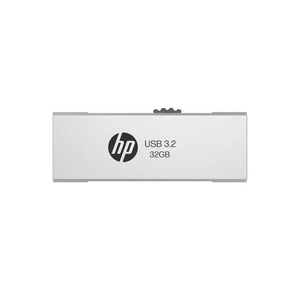 HP x818w 32GB USB 3.2 Flash Drive - High-Speed Silver Metal Thumb Drive for Data Storage, File Transfer, Backup - Perfect for Office, School, Travel & Everyday Use