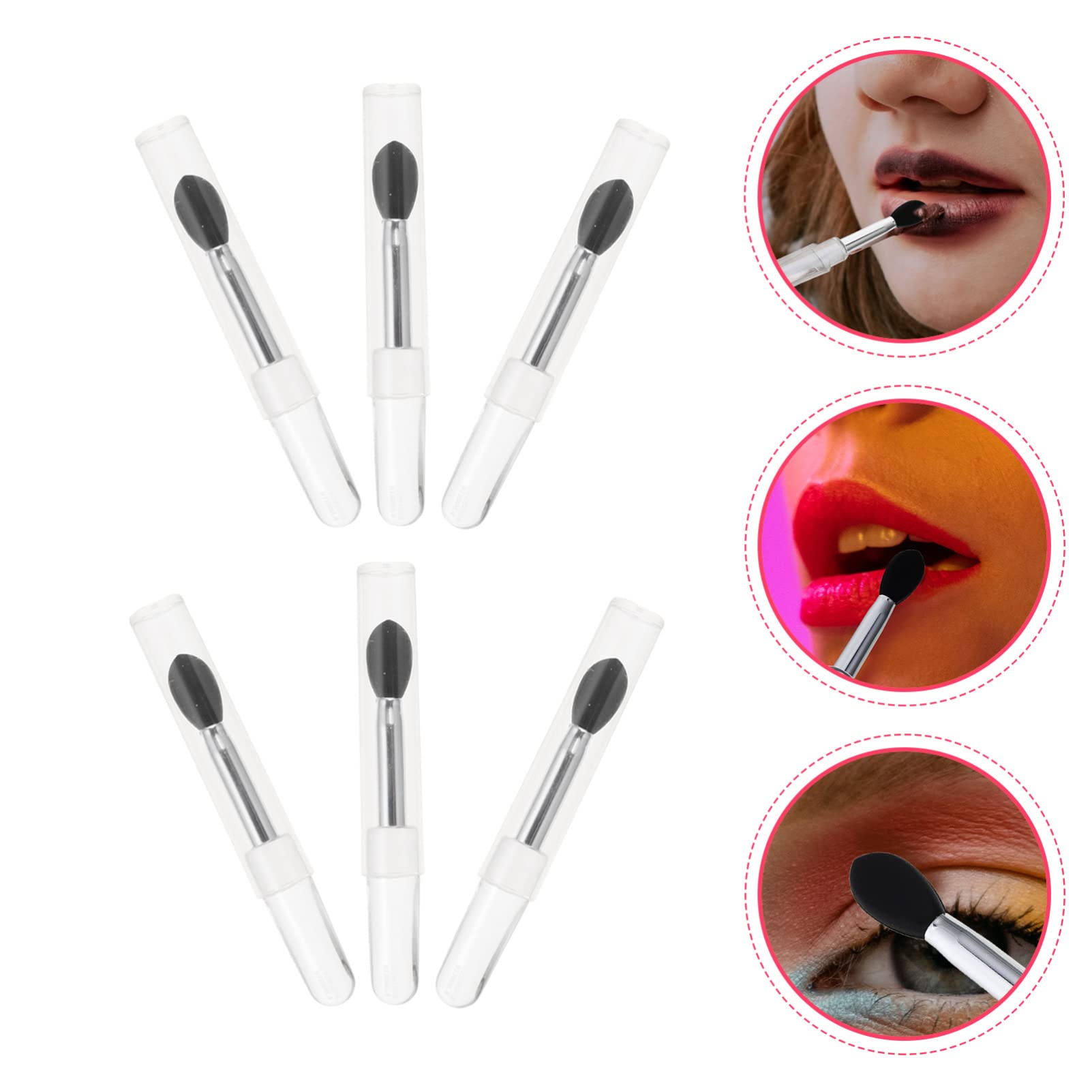 FOMIYES 6Pcs Silicone Lip Mask Brush Set - Lipstick Applicator Brush, Lip Balm Brush with Cover - Soft Cosmetic Brush for Sheer Lipstick & Lip Care - Perfect for Makeup Kits & Travel Essentials