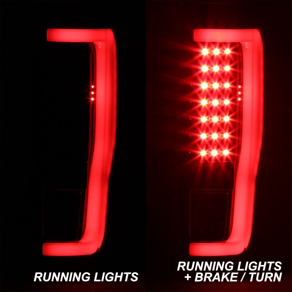 AKKON Full LED DRL Bar Tail Lights for 2017-2019 Ford F250 F350 Super Duty - Black Housing with Clear Lens - Upgrade Your Truck's Style & Visibility (Perfect for Night Driving & Off-Road Adventures)