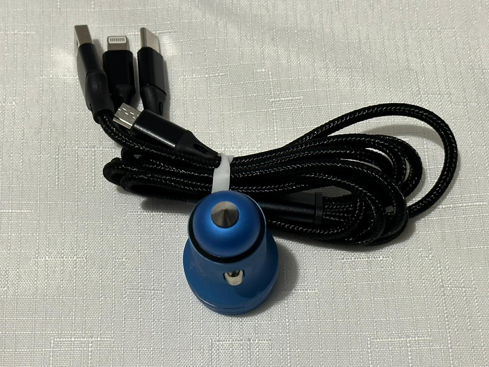 Fast Charging Dual USB Car Charger Adapter 4.8A 2-Port 12V-30V Cigarette Lighter Socket with 3-in-1 USB Cable - Perfect for Road Trips, Commuting & Charging Multiple Devices On-The-Go