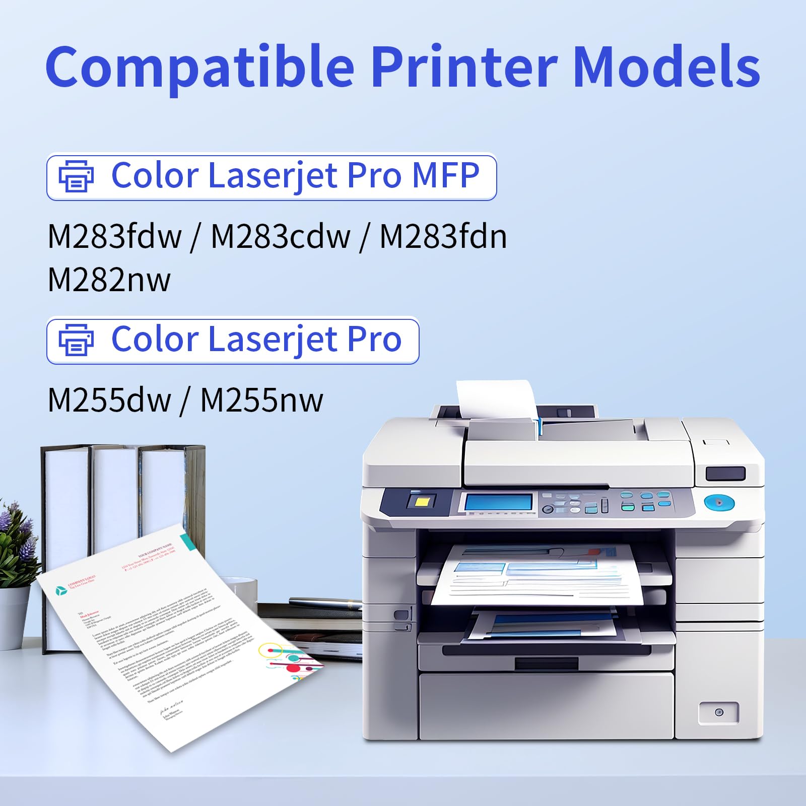 High Yield 206X Toner Cartridges 4-Pack (with Chip) - Compatible Replacement for HP 206X/206A - Works with Color LaserJet Pro MFP M283fdw, M283cdw, M283fdn, M282nw, M255dw, M255nw, M283, M255 & W2110X/W2110A Printers - Ideal for Home Office, Small Business & High-Volume Printing