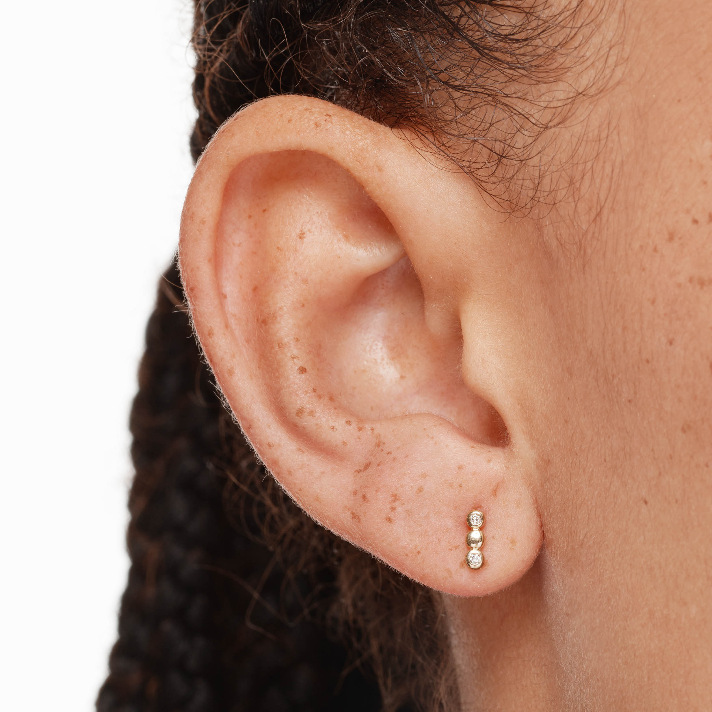 14K Gold Diamond Bezel Trio Stud Earrings for Women - Elegant & Dainty Jewelry for Everyday Wear, Parties & Special Occasions