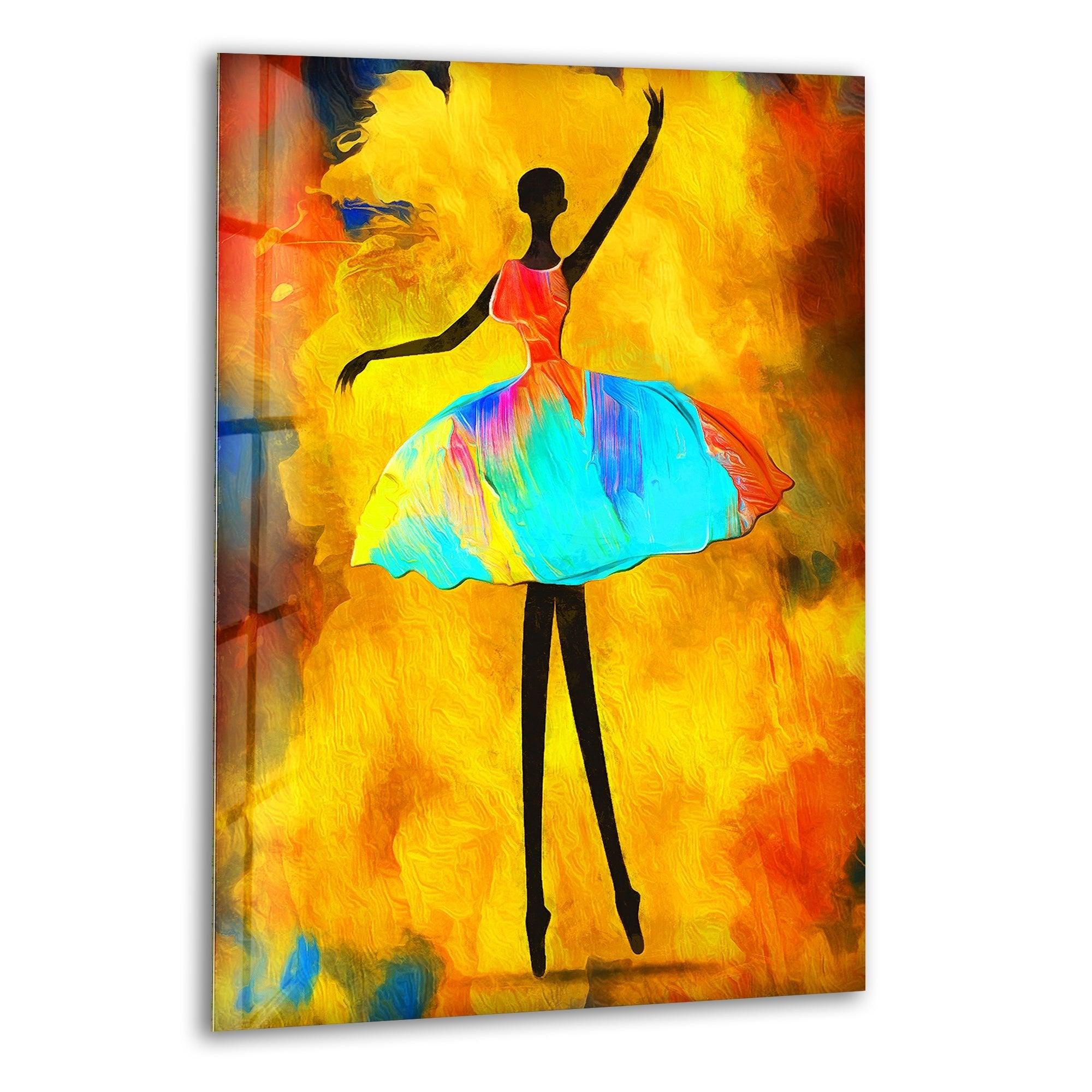 Elegant Ballerina Painting Glass Wall Art - Handmade Ballet Dancer Decor for Living Room, Bedroom & Office - Perfect Gift for Dance Lovers