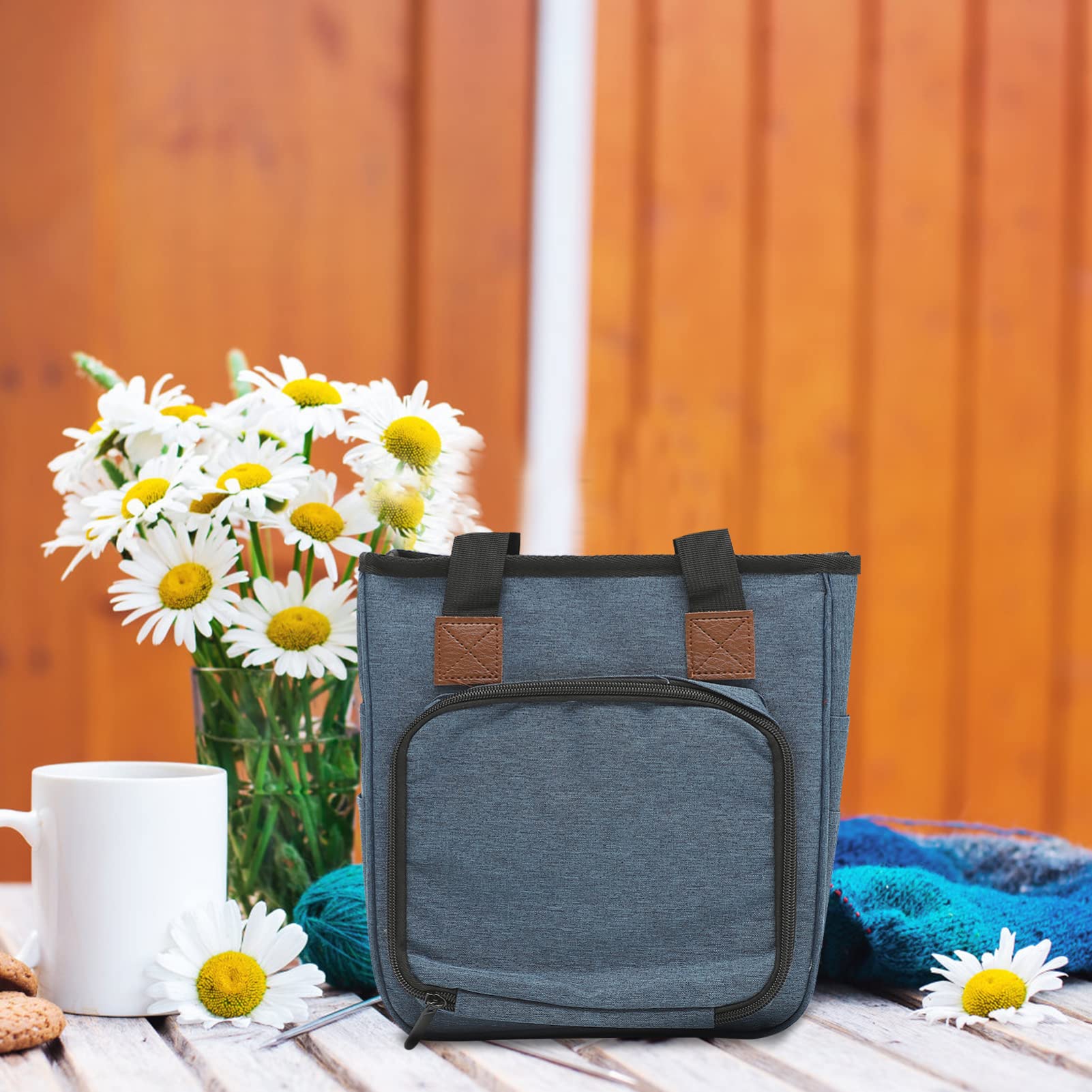 VICASKY Premium Crochet Storage Bag - Large Knitting Tote Organizer for Yarn, Hooks & Sewing Tools - Portable 600D Oxford Cloth Craft Bag - Perfect for Travel, Baby Diaper Storage & Home Organization