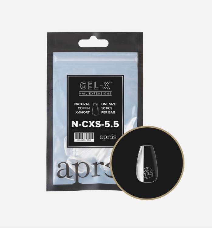 Apres Gel X Refill Tips 2.0 - 50pcs Natural Extra Short Coffin Nail Tips for DIY Manicure at Home | Salon Quality Press On Nails for Easy Application & Long Lasting Wear