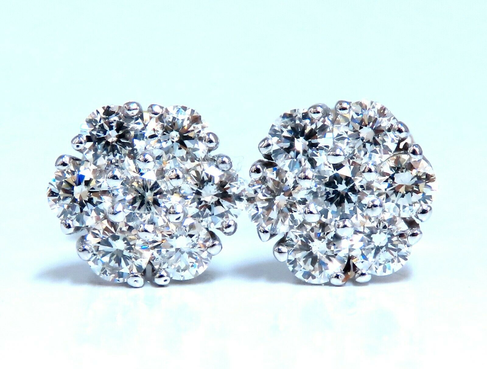2ct Natural Diamond Cluster Earrings in 14K White Gold - Elegant Wedding Jewelry & Anniversary Gift for Women