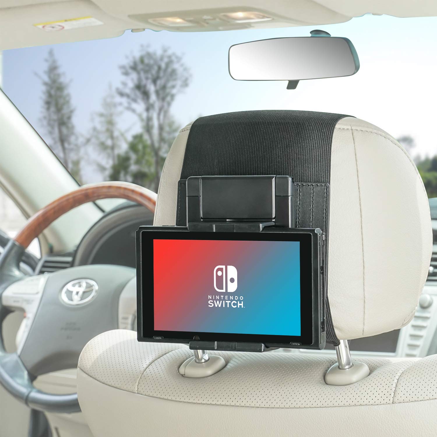 Swivel Car Headrest Mount Holder for Nintendo Switch, iPad Air, iPad Mini & Tablets - Universal Adjustable Stand for Road Trips & Backseat Entertainment
