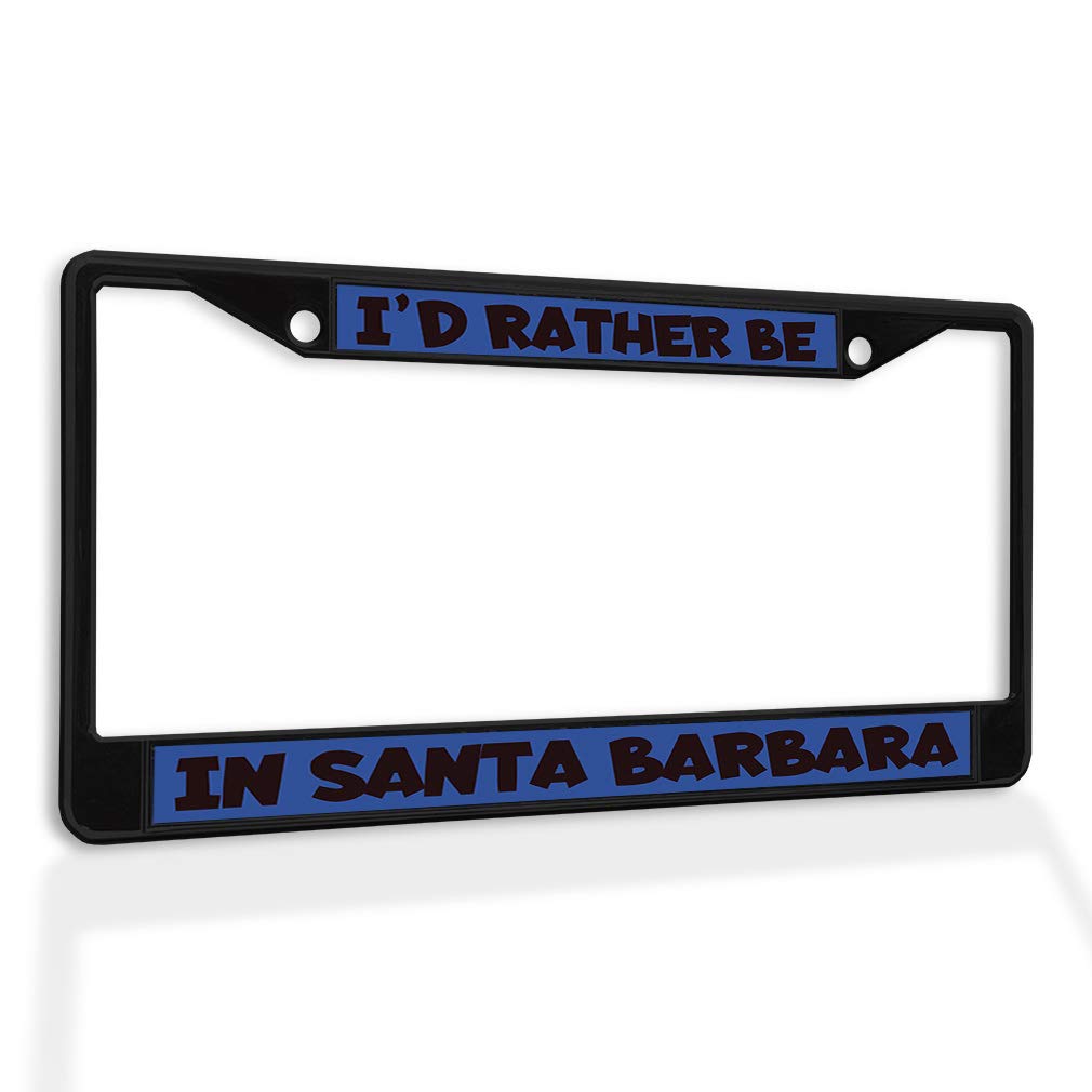 Premium Metal License Plate Frame - Weatherproof & Durable Car Accessory with Solid Insert (2 Holes, Black) - Perfect for Santa Barbara & Coastal Driving