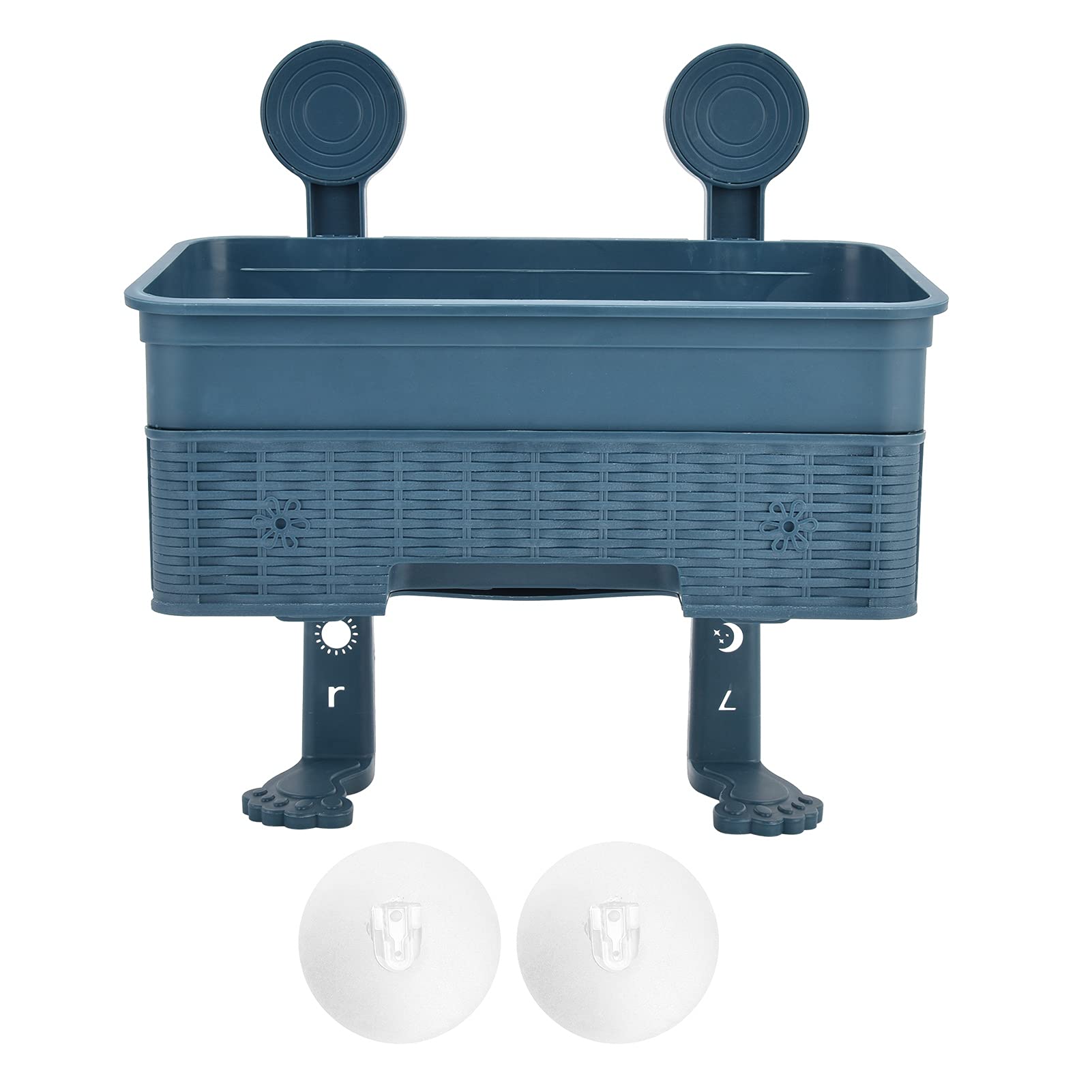 Double Layer Shower Caddy Basket - Wall Mounted Bathroom Shelf Organizer with Toilet Tissue Holder | Space Saving Storage for Shower, Kitchen & Bathroom | Perfect for Small Spaces & Apartment Living (Blue)